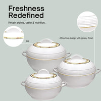 Thumbnail for Tmvel Ambient Insulated Casserole Hot Pot Set: Keep Food Warm for Hours - 3 Pieces (1.6L, 2.5L, 3.5L)