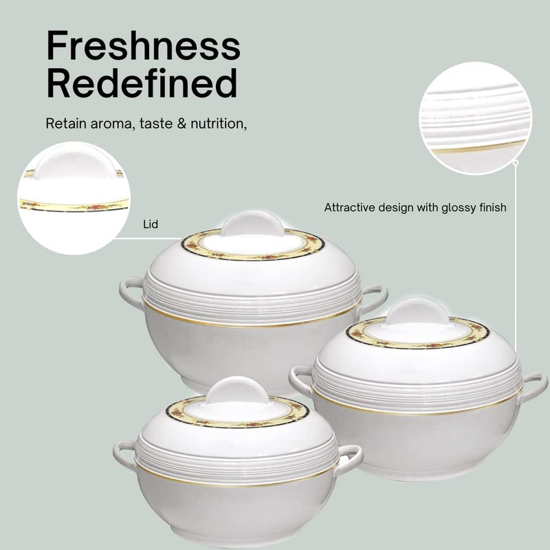 Tmvel Ambient Insulated Casserole Hot Pot Set: Keep Food Warm for Hours - 3 Pieces (1.6L, 2.5L, 3.5L)