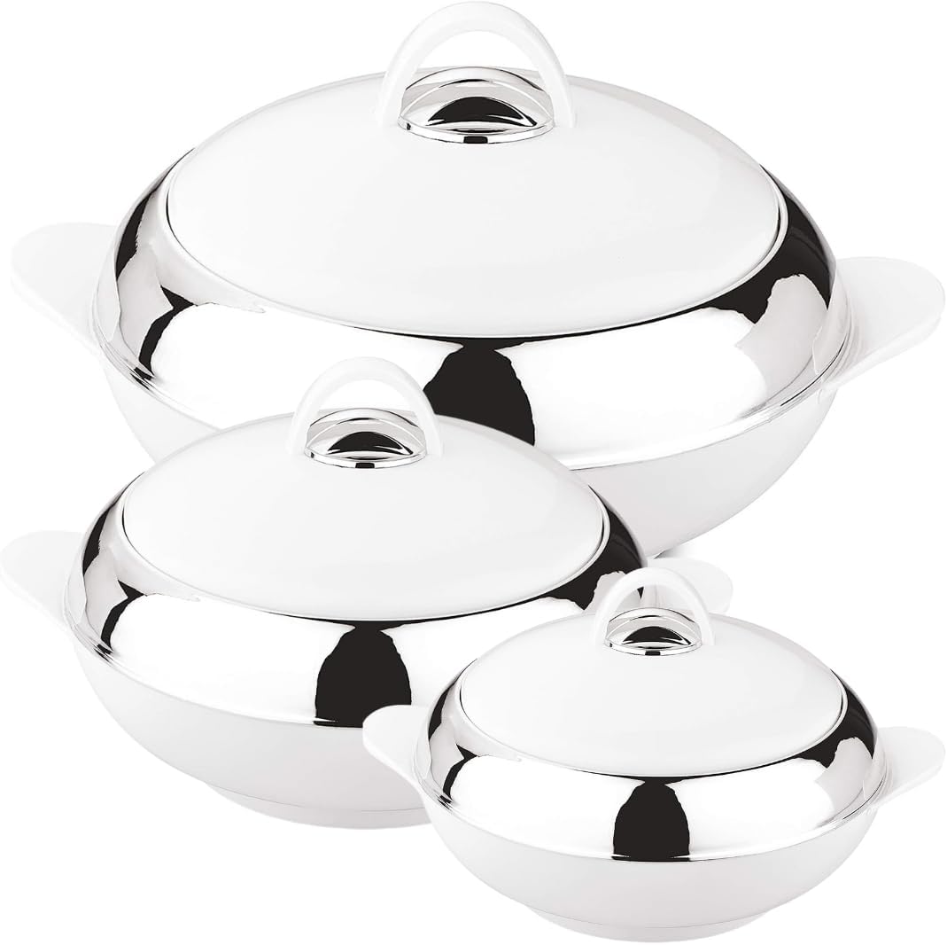Tmvel Crescent Insulated Casserole Hot Pot - Insulated Serving Bowl With Lid - Food Warmer - 3 pcs Set