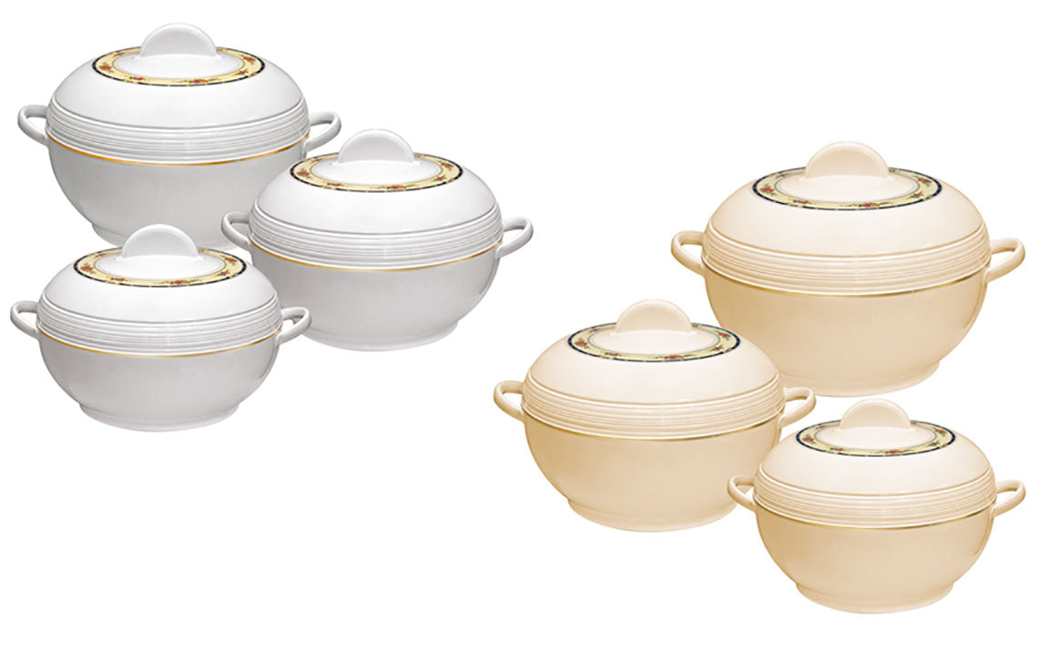 Tmvel Crescent Insulated Casserole Hot Pot - Insulated Serving Bowl with Lid - Food Warmer - 3 Pcs Set