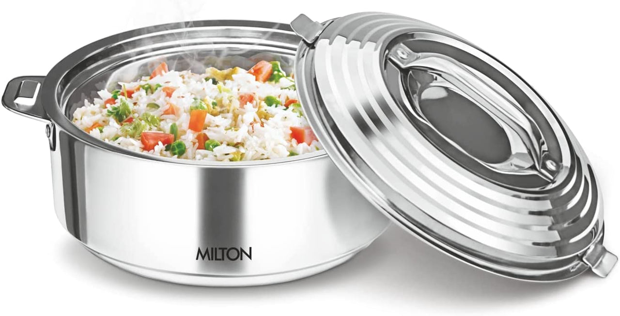 Milton Galaxia Insulated Stainless Steel Casserole, Thermal Serving Bowl, Keeps Food Hot & Cold for Long Hours, Food Grade, Elegant Hot Pot Food Warmer/Cooler, Silver