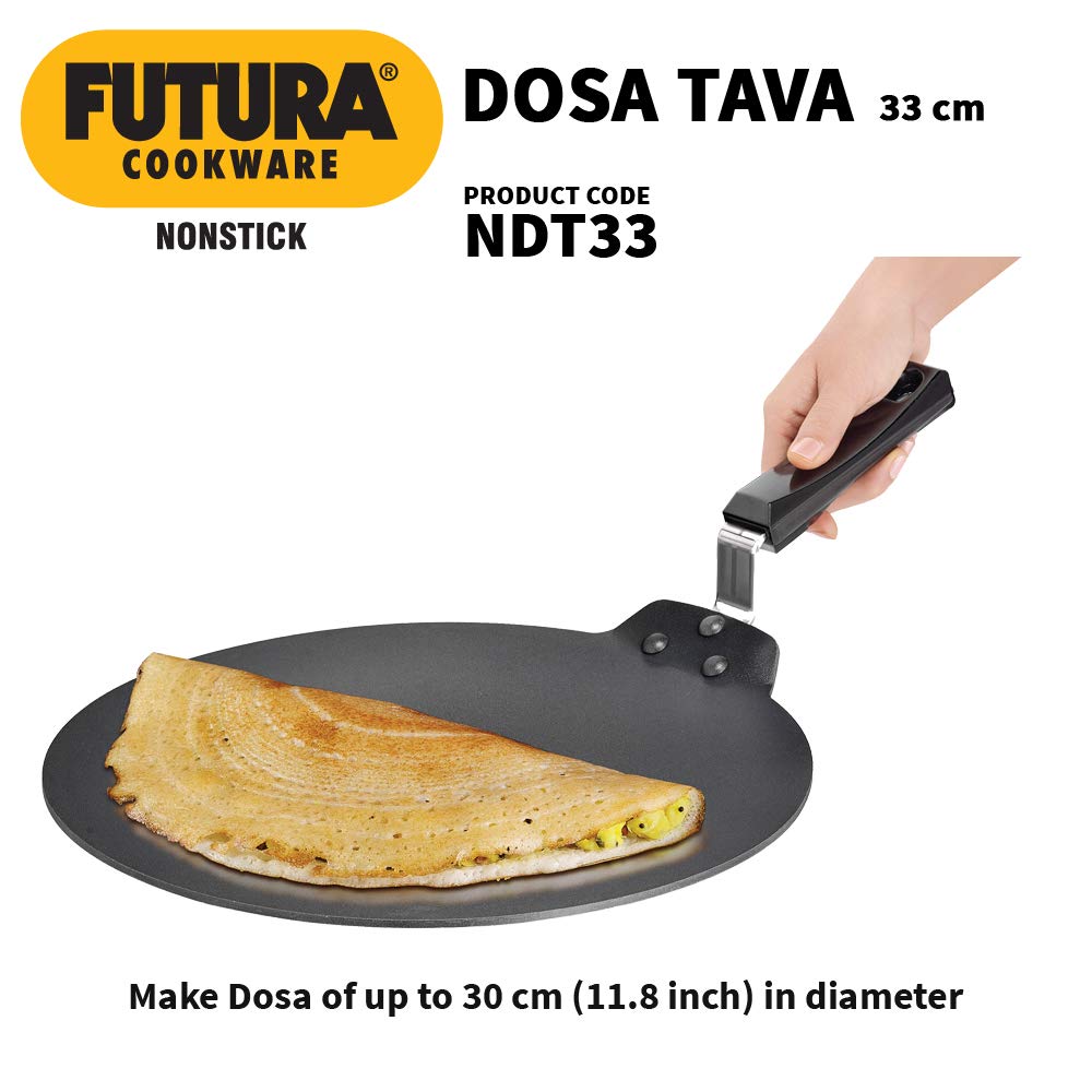 Hawkins Futura Nonstick Dosa Tava, Diameter 33 cm, Thickness 4.88 mm, Black (NDT33)