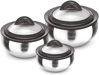 Thumbnail for Milton Clarion Jr Thermo Stainless Steel Insulated Casserole Keep Hot/Cold Serving Dish Gift Set 600/ 1500/ 2000 - Glass Lid