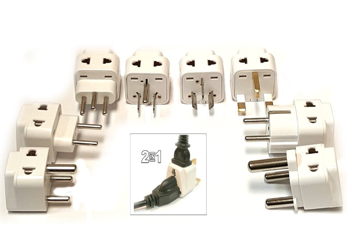 2-In-1 International World Universal Power Plug Travel Adapter Set, 8 Packs - Popularelectronics.com