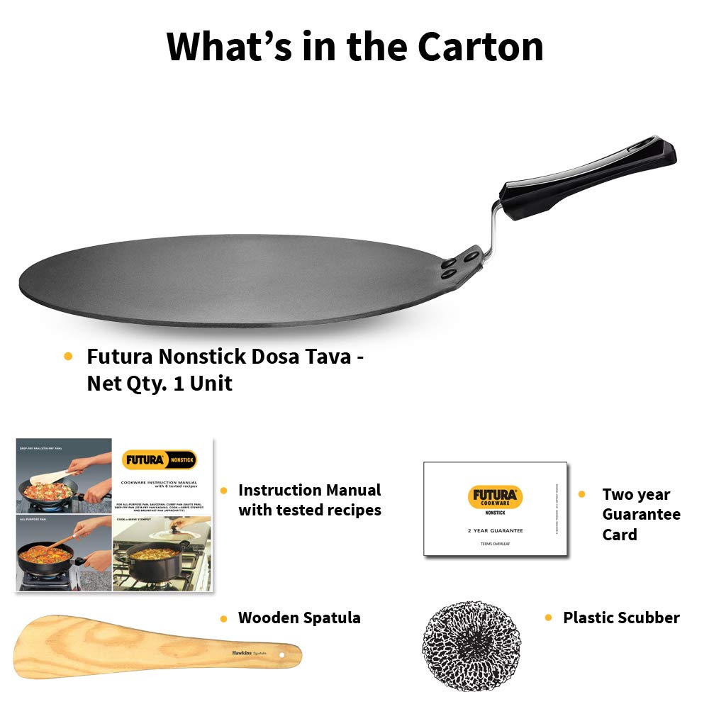 Hawkins Futura Nonstick Dosa Tava, Diameter 33 cm, Thickness 4.88 mm, Black (NDT33)