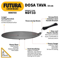 Thumbnail for Hawkins Futura Nonstick Dosa Tava, Diameter 33 cm, Thickness 4.88 mm, Black (NDT33)