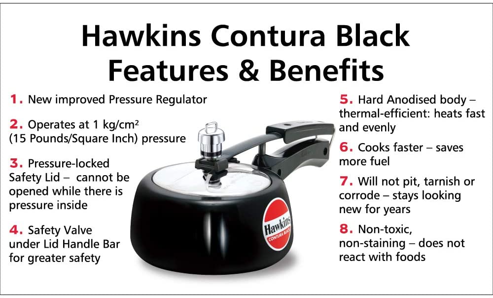 Hawkins Hard Anodised Pressure Cooker, Contura Black