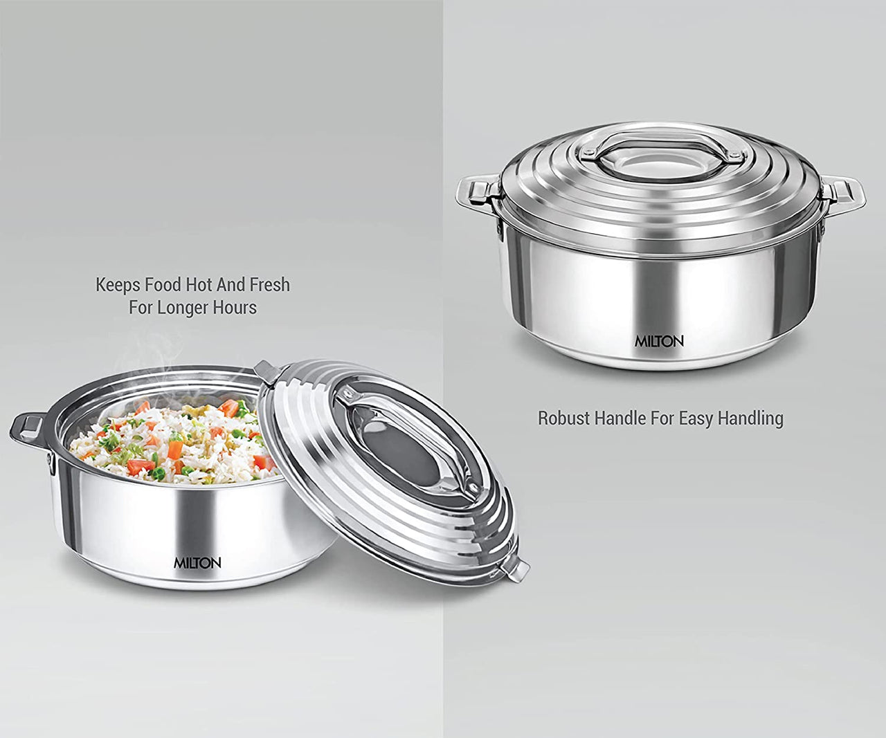 Milton Galaxia Insulated Stainless Steel Casserole, Thermal Serving Bowl, Keeps Food Hot & Cold for Long Hours, Food Grade, Elegant Hot Pot Food Warmer/Cooler, Silver