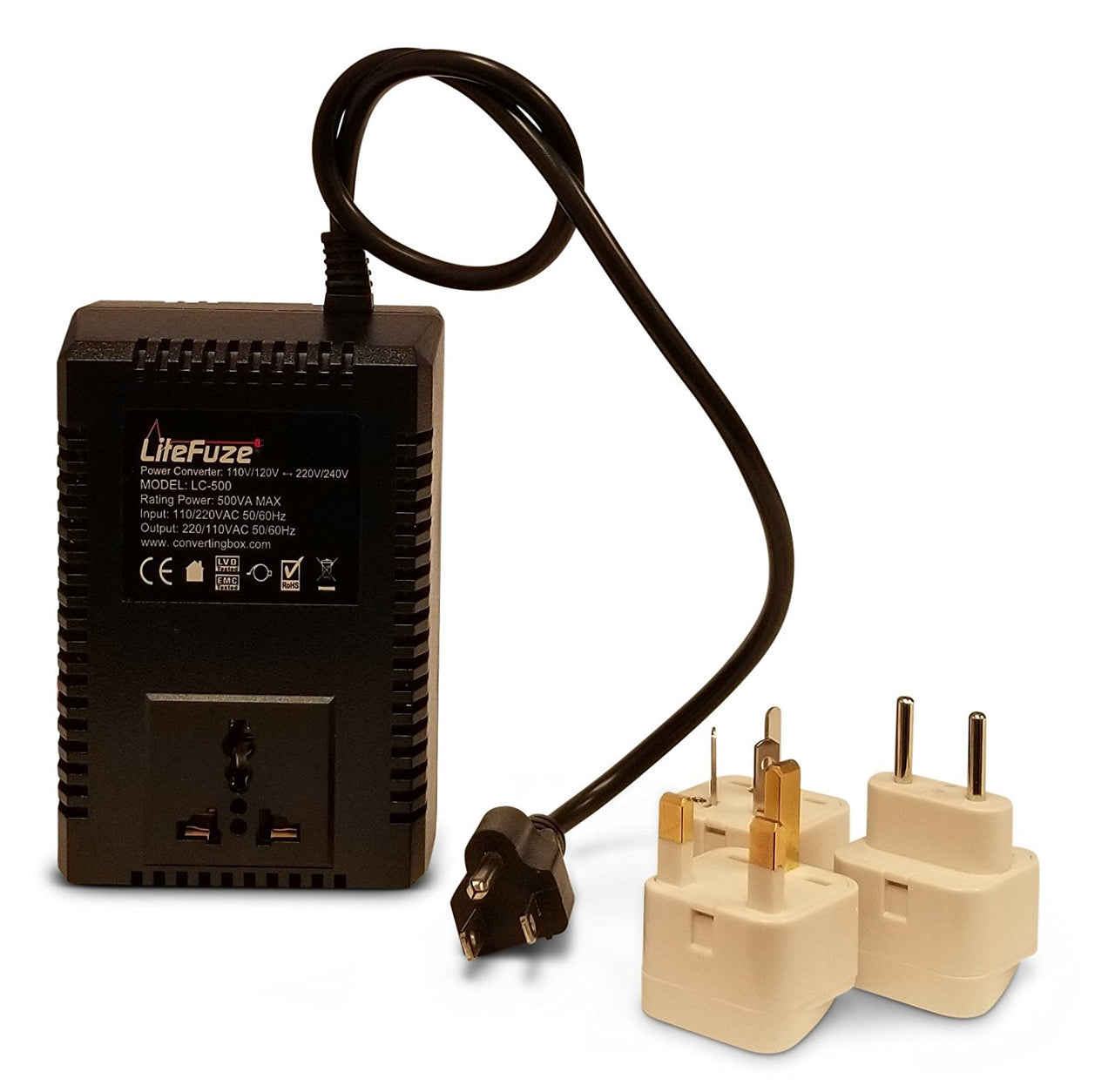 LiteFuze LC500 500W Step Up/Down Travel Voltage Converter With Worldwide UK/US/AU/EU Plugs - Popularelectronics.com