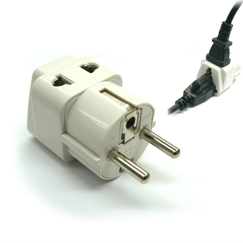 Germany, France, Europe, Russia - Type E/F (Schuko) 2 in 1 - Travel Plug Adapter - Popularelectronics.com
