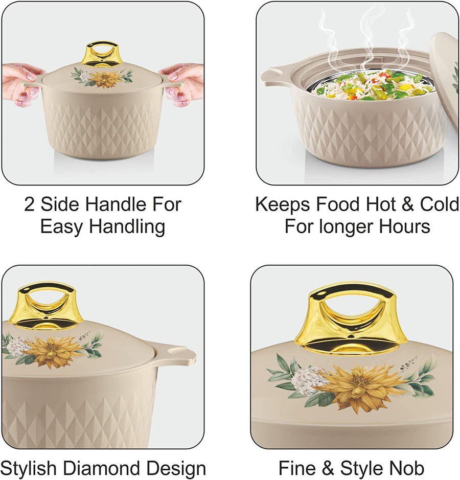 Tmvel Casserole Hotpot, Stainless Steel insulated Hot Pot, Food Warmer, Keeps Food Warm for Hours Set (2500ml, 3500ml, 5000ml)