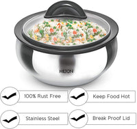 Thumbnail for Milton Clarion Jr Thermo Stainless Steel Insulated Casserole Keep Hot/Cold Serving Dish Gift Set 600/ 1500/ 2000 - Glass Lid