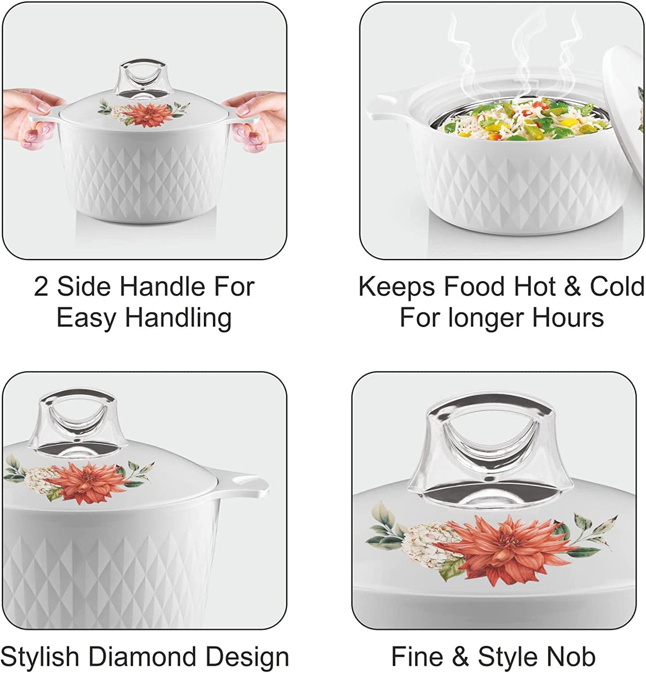 Tmvel Casserole Hotpot, Stainless Steel insulated Hot Pot, Food Warmer, Keeps Food Warm for Hours Set (2500ml, 3500ml, 5000ml)