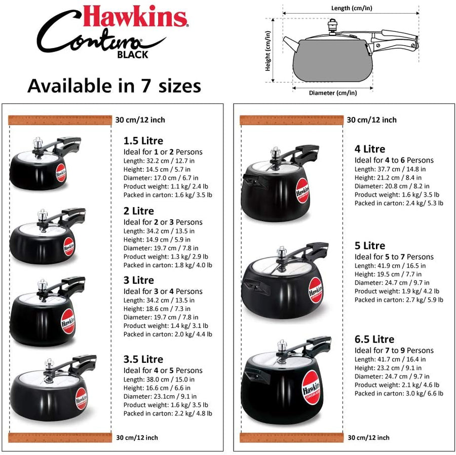 Hawkins Hard Anodised Pressure Cooker, Contura Black