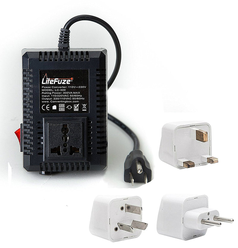 LiteFuze LC300 300W Step Up/Down Travel Voltage Converter With Worldwide UK/US/AU/EU Plugs - Popularelectronics.com