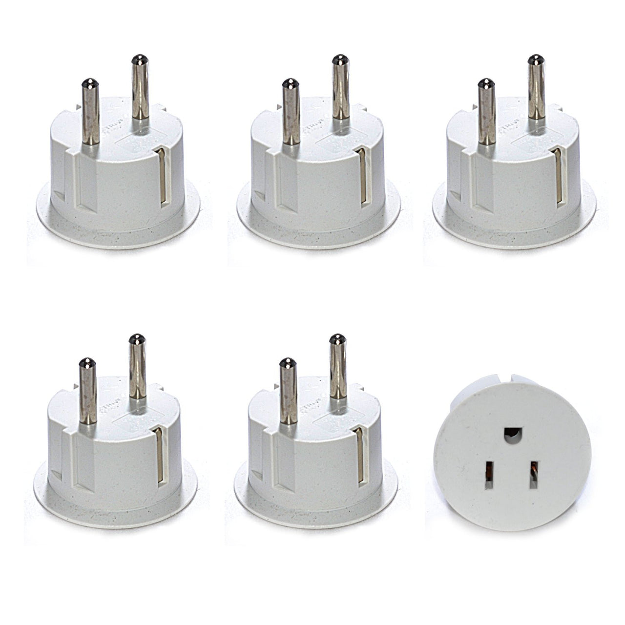 Tmvel American USA To European Schuko Germany Plug Adapters - 6 Pack - Popularelectronics.com