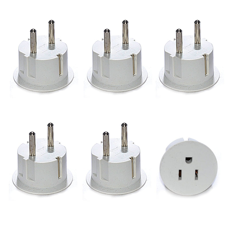 Tmvel American USA To European Schuko Germany Plug Adapters - 6 Pack - Popularelectronics.com