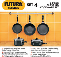 Thumbnail for Hawkins Futura Non-Stick Cookware, 7 Pieces Set (QS5), 2 LTR, 3 LTR, 3.25 LTR , Black (NSET4)