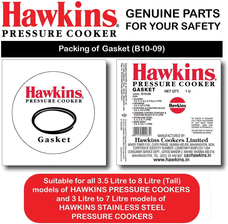 Hawkins Gasket for 3.5 to 8-Liter Pressure Cooker Sealing Ring, Medium