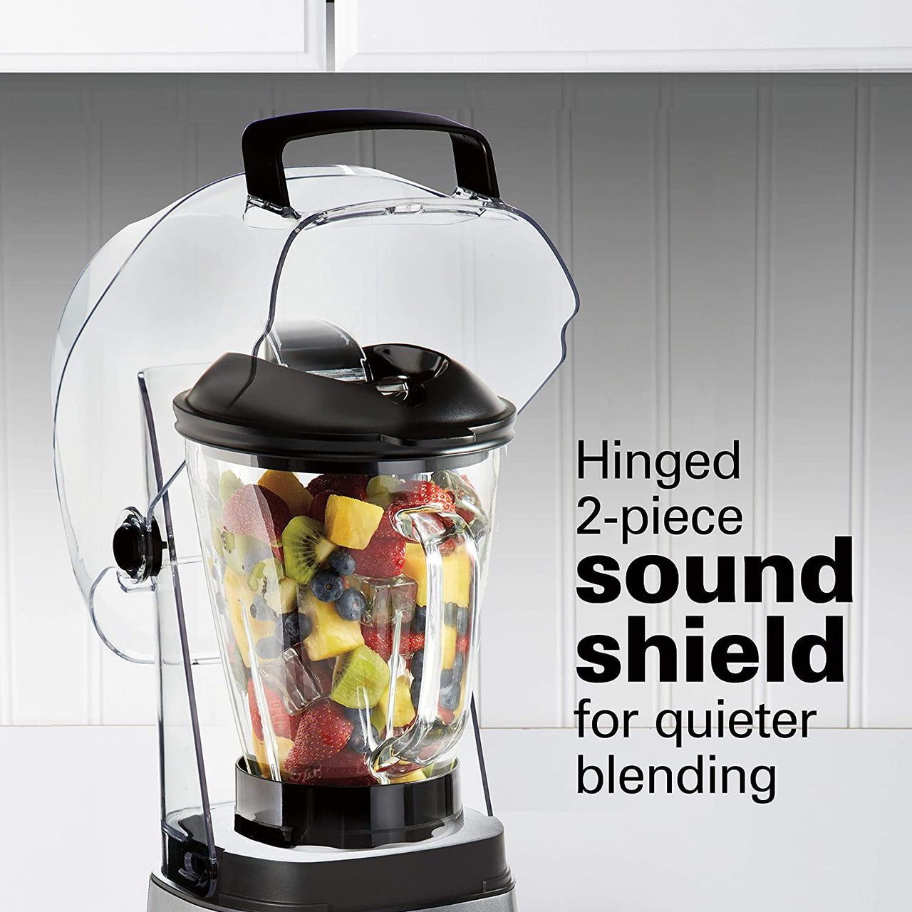 Hamilton Beach SoundShield 5-Speed Blender, 950 Watts, Ice Crush and Clean Programs, 52oz Glass + Portable Jars, Blends Food, Shakes and Smoothies (53602c)