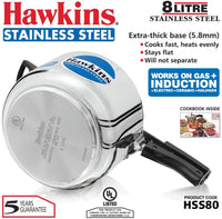 Thumbnail for Hawkins Stainless Steel Pressure Cooker (Gas + Induction + Electric)