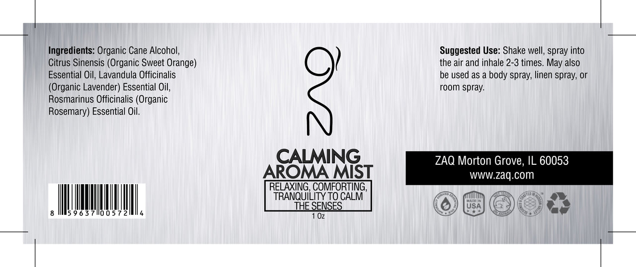 ZAQ Calming Aroma Essential Oil Mist 1OZ - Relaxing, Comforting, Tranquility to calm the senses - Popularelectronics.com