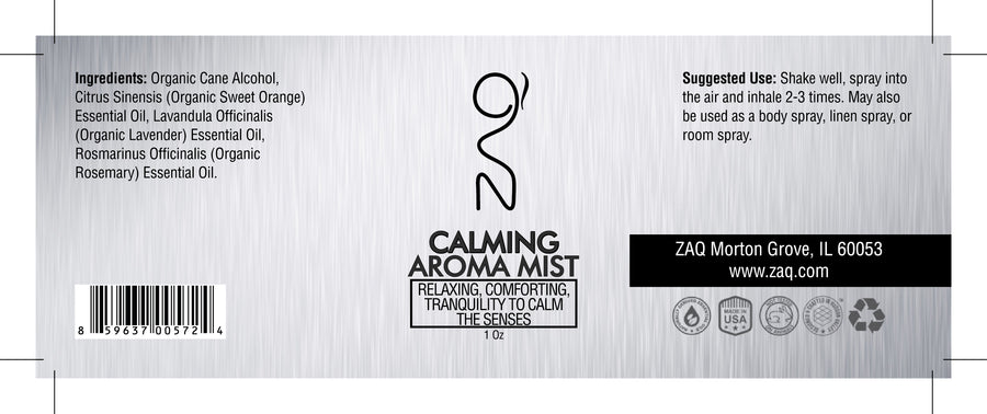 ZAQ Calming Aroma Essential Oil Mist 1OZ - Relaxing, Comforting, Tranquility to calm the senses - Popularelectronics.com