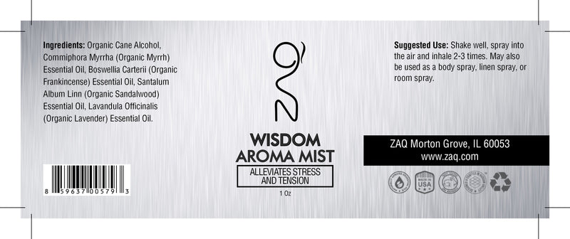 ZAQ Wisdom Aroma Essential Oil Mist 1OZ - Alleviates stress and tension - Popularelectronics.com