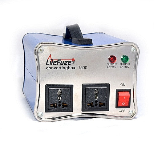 LiteFuze convertingbox 1500 Watt Voltage Converter Transformer - Circuit Breaker - Lifetime Warranty - Popularelectronics.com