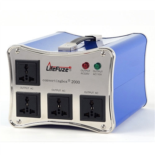 LiteFuze convertingbox 2000 Watt Voltage Converter Transformer - Circuit Breaker - Lifetime Warranty - Popularelectronics.com