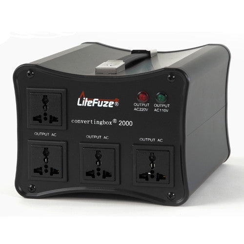 LiteFuze convertingbox 2000 Watt Voltage Converter Transformer - Circuit Breaker - Lifetime Warranty - Popularelectronics.com