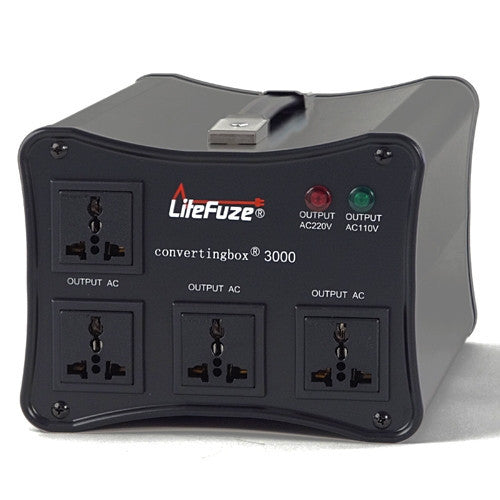 LiteFuze convertingbox 3000 Watt Voltage Converter Transformer - Circuit Breaker - Lifetime Warranty - Popularelectronics.com