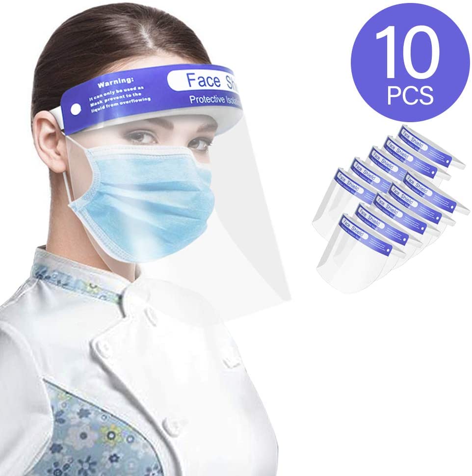 Safety Face Shield with Elastic Headband- 10 Pack