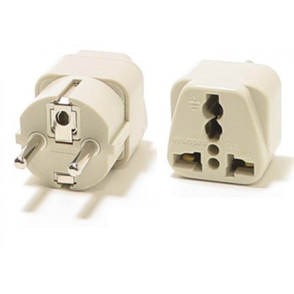 Universal Grounded Travel Plug Adapter For Europe (Schuko Type E/F) - Popularelectronics.com