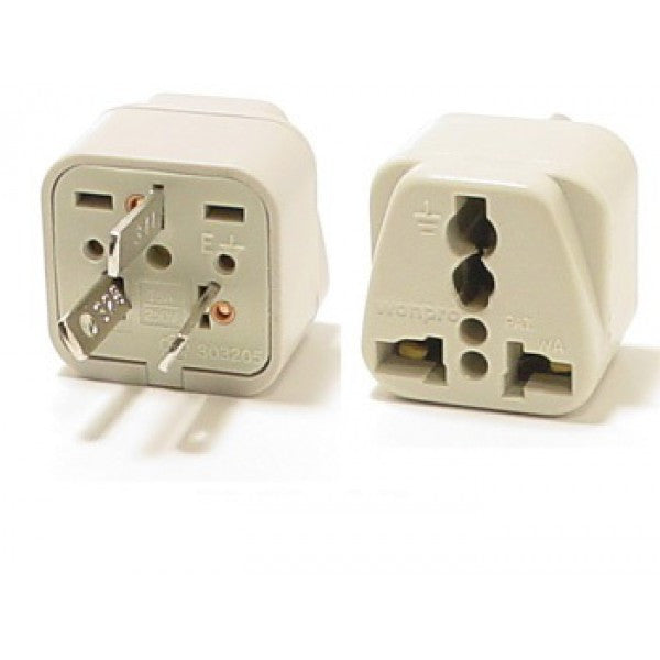 Universal Grounded Travel Plug Adapter For Australia, China, Argentina, New Zealand (Type I) - Popularelectronics.com